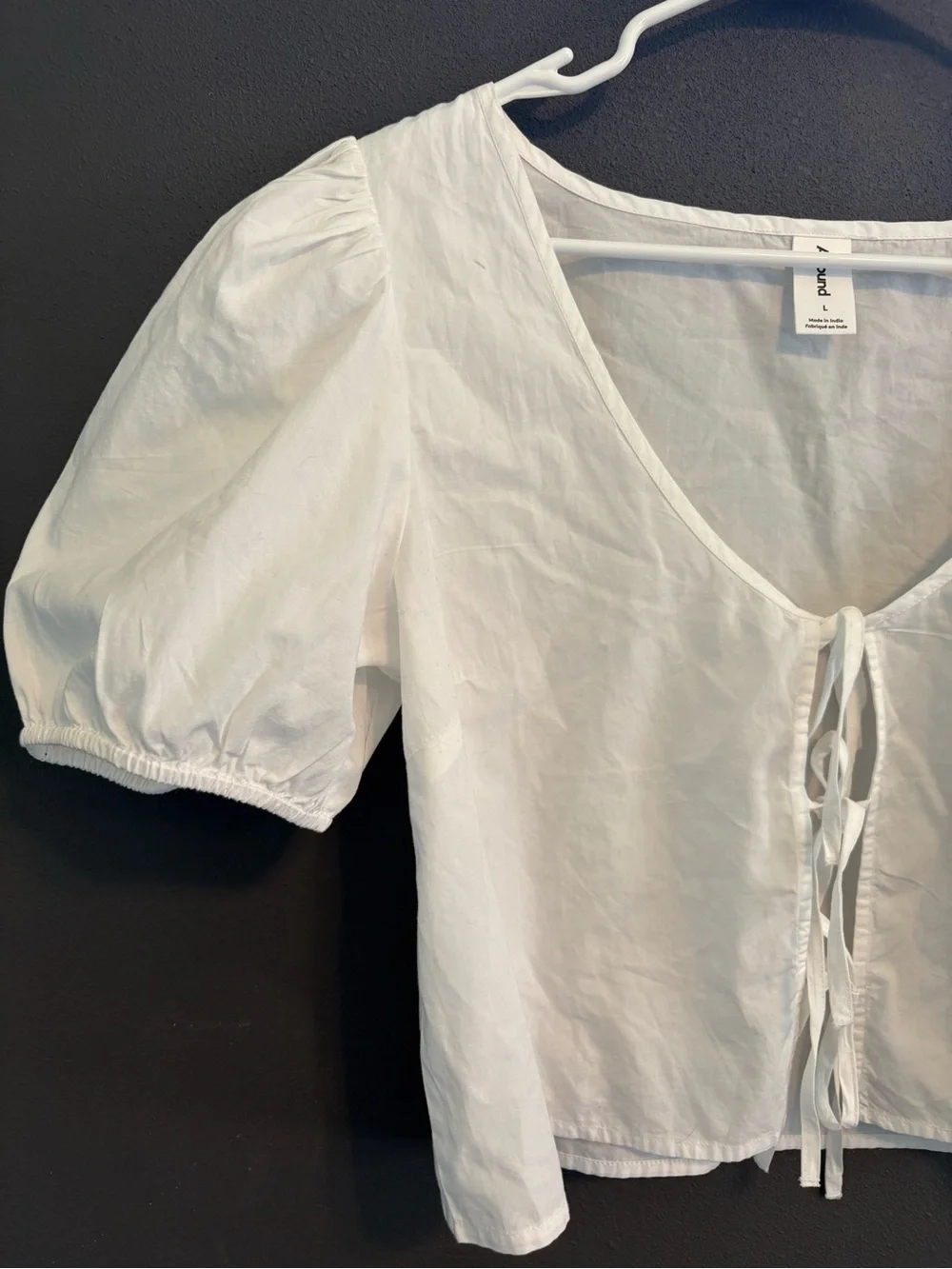 Abound Tie Front Cotton Poplin Crop Top White Large NWT - Picture 4 of 9